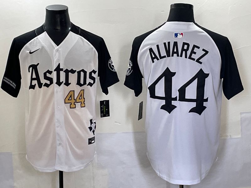 Men 2025 Houston Astros #44 Alvarez White Black Five generations Joint Name Nike MLB Jersey style 5